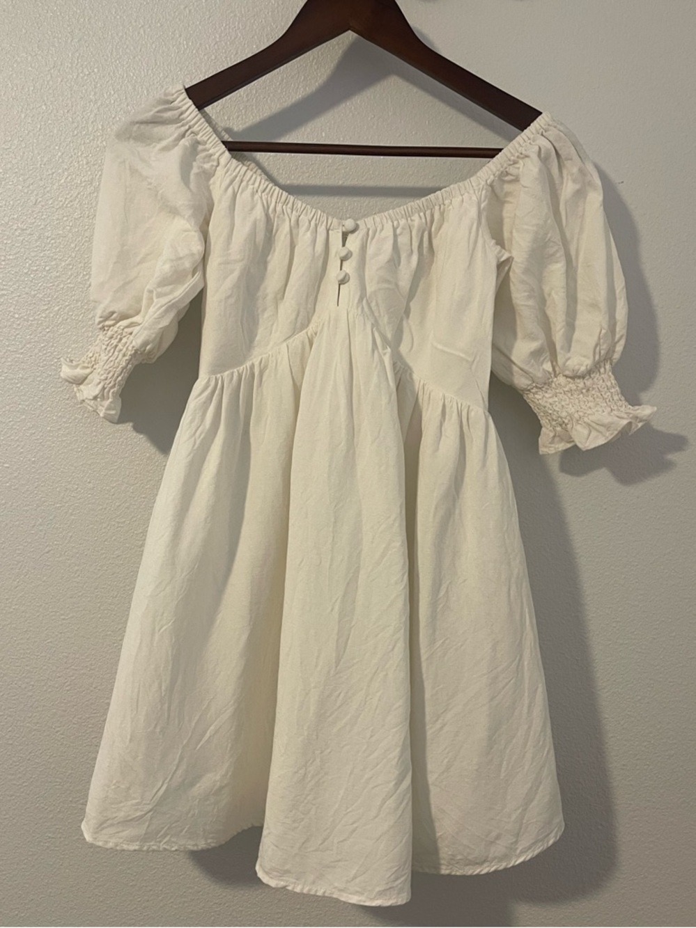 Sabo Skirt White Puff-Sleeve Square Neck Mini Dress - Picture 2 of 8